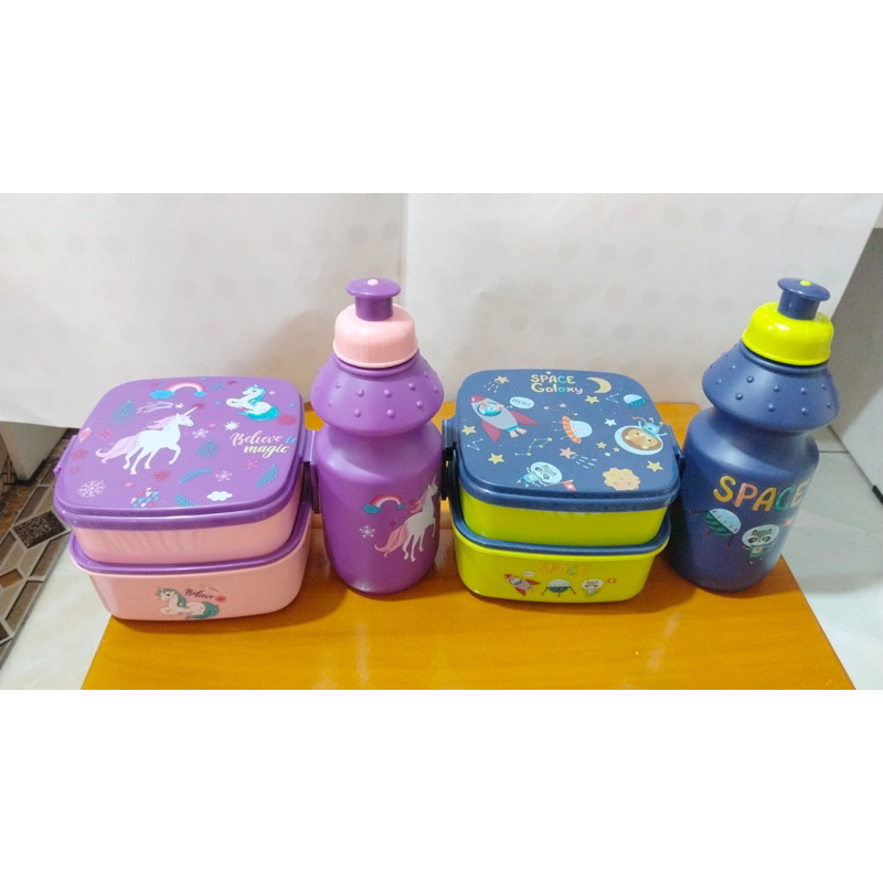 KOTAK MAKAN +BOTOL MINUM ANAK,BEKAL MAKAN ANAK SUSUN,TEMPAT PENYIMPANAN MAKANAN DAN MINUMAN