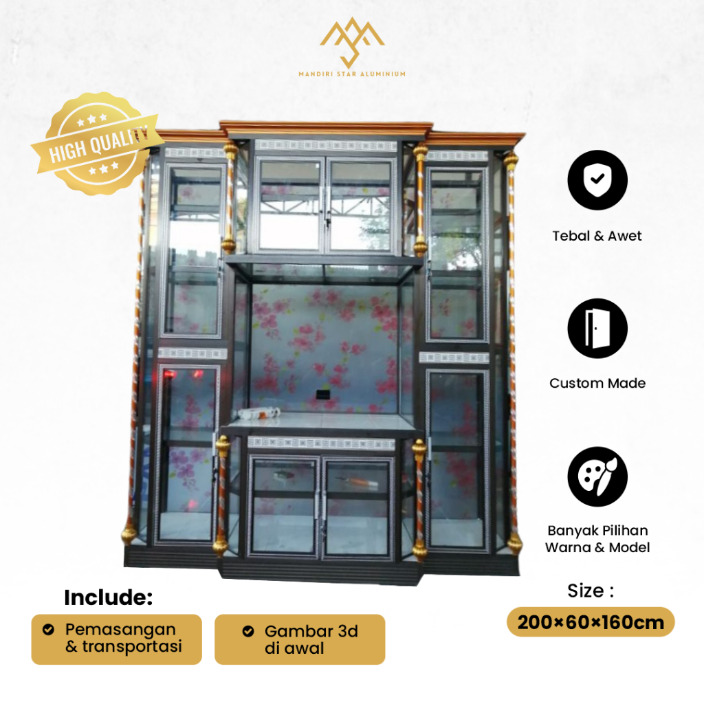 Lemari Hias Rak Tv Aluminium Buffet Almari Ruang Tamu Mewah