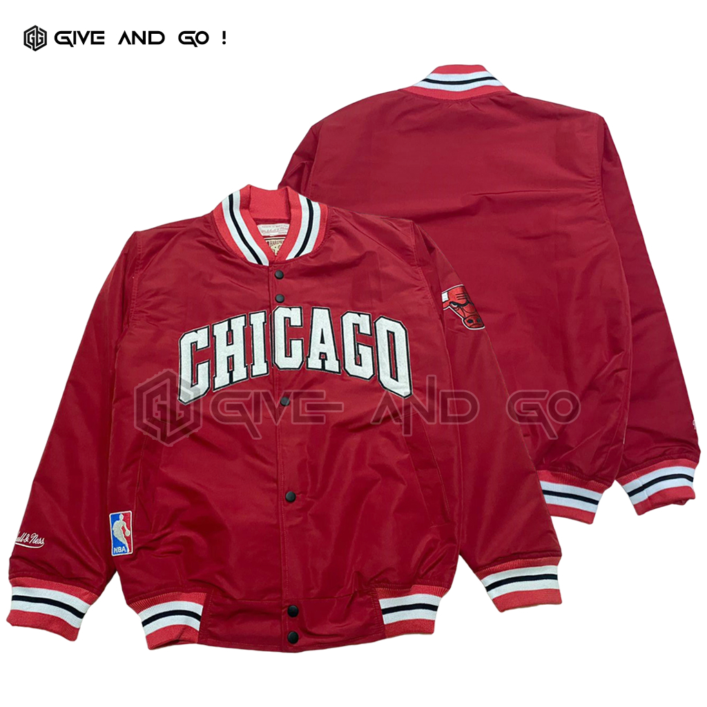 Jaket Baseball Bombers Vintage Chicago Merah pria dan wanita terbaru kekinian