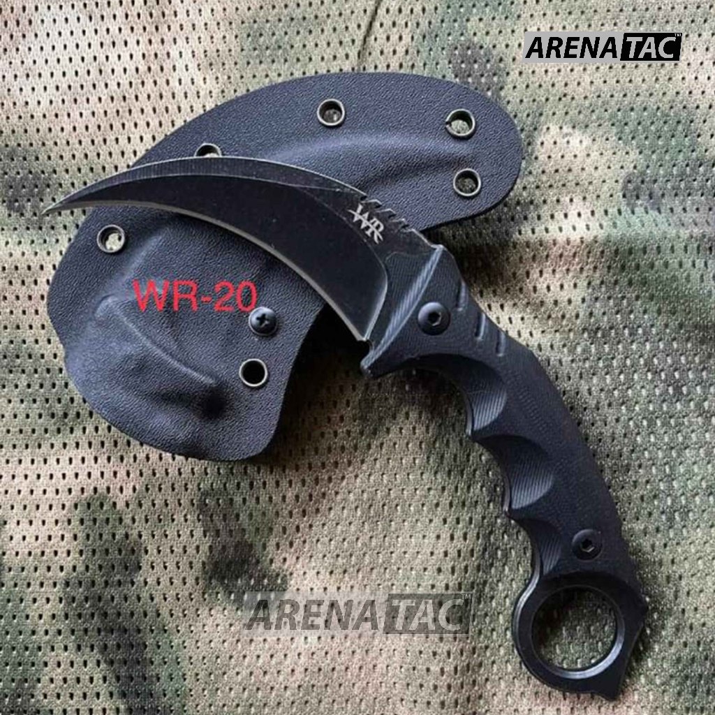 Arenatac - Pisau Karambit Tactical Kydex WR 20 / Pisau WR Tactical Outdoor + Holster Dan Teklock