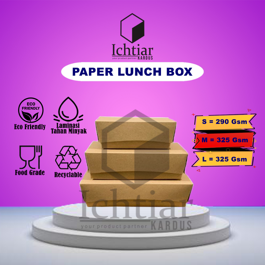 

Box Makanan / Kotak Nasi / Paper Lunch Box Kraft Full Laminasi Food Grade