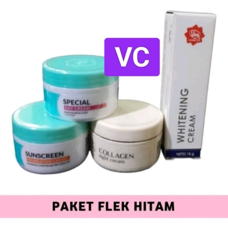 VIVA PAKET GLOWING/ANTI FLEK HITAM KOMPLIT ISI 4(KRIM SIANG+KRIM MALAM+SUNSCREEN+KRIM WHITENING)ORIG