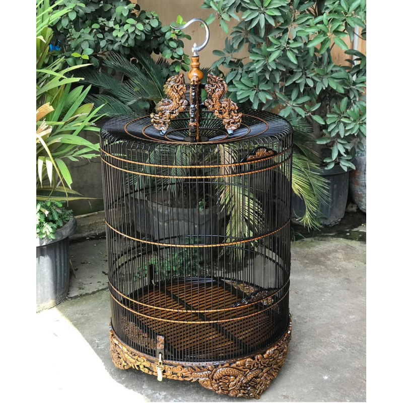 SANGKAR MURAI UKIR KAYU JATI NO 1 2 3 4 FULSET KANDANG BURUNG MURAI BATU MURAH 1 SET ANIS KACER SANG