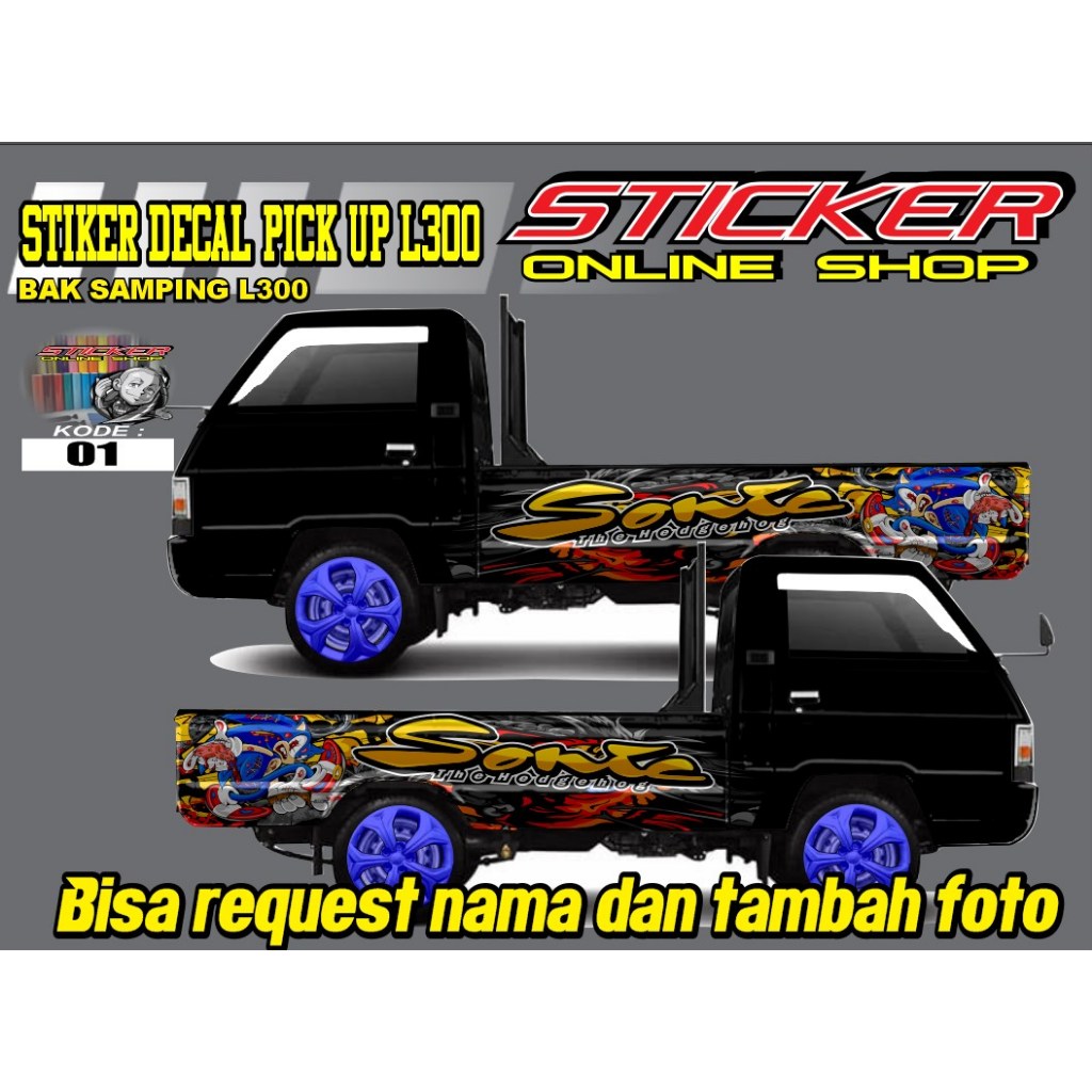 Stiker decal bak samping pick up l300 stiker variasi decal bak samping