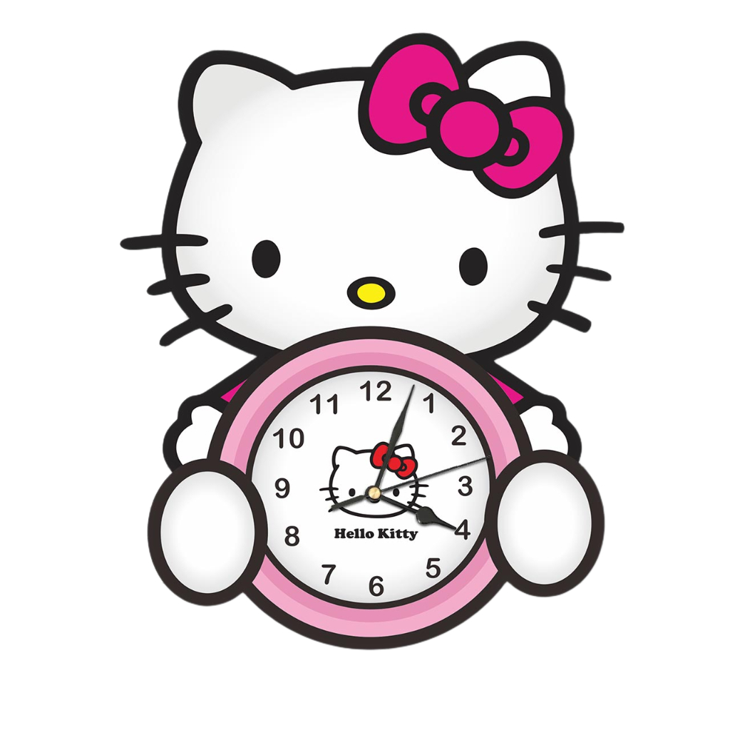 JAM DINDING UNIK KARAKTER HELLO KITTY / JAM DINDING ANAK LUCU / HIASAN DINDING KAMAR / HADIAH ULANG 