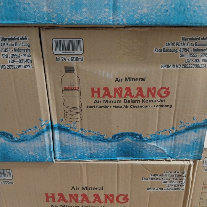 

air minum hanaang 600 ml karton Bandung