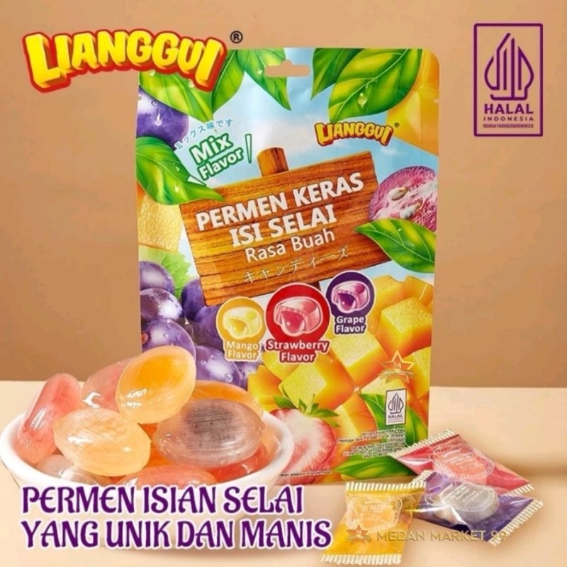 

LIANGGUI PERMEN KERAS SELAI BUAH POUCH 108gr/ LIANG GUI PERMEN/ CANDY