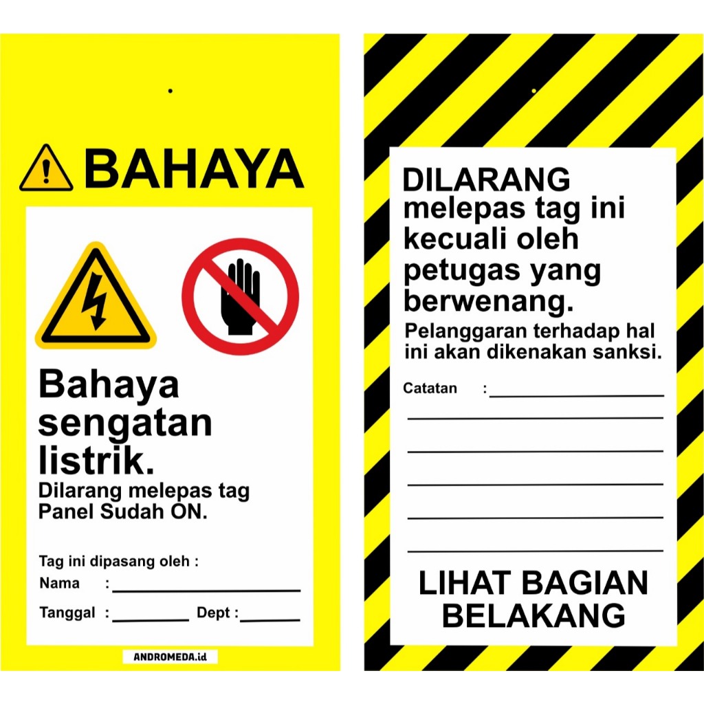 

Tag Loto : Bahaya Sengatan Listrik, Kuning HItam, Outdoor Anti Air.