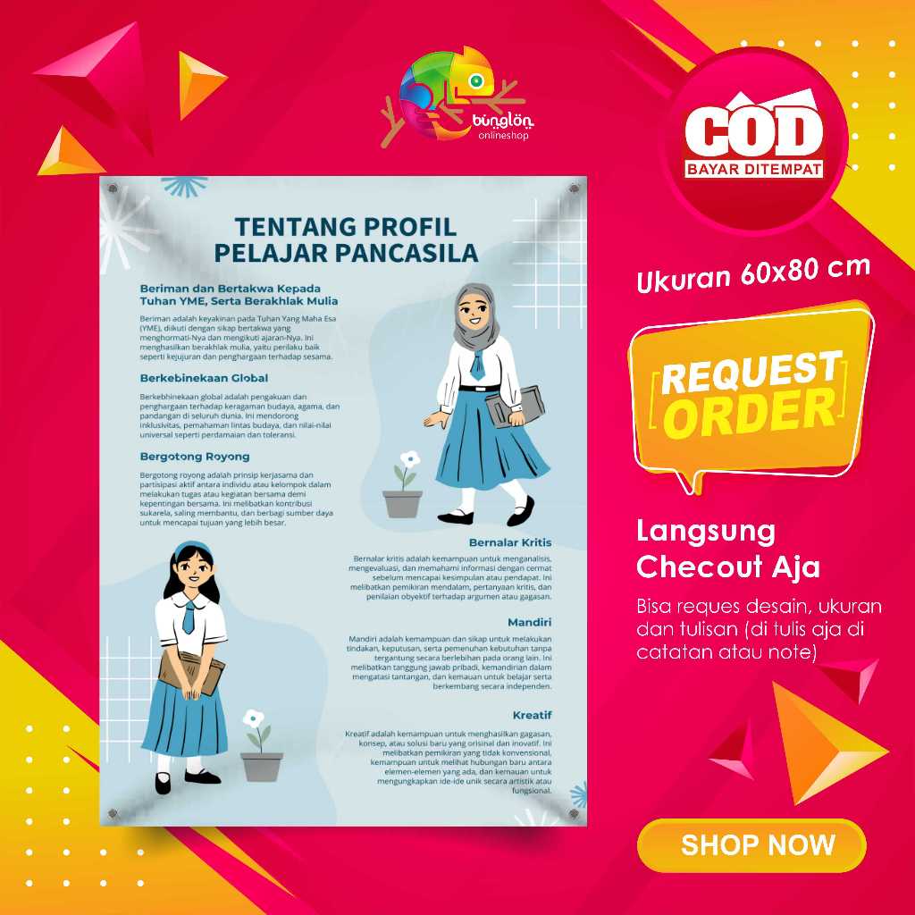Spanduk Banner Biru Ilustrasi Tentang Profil Pelajar Pancasila Poster Sekolah