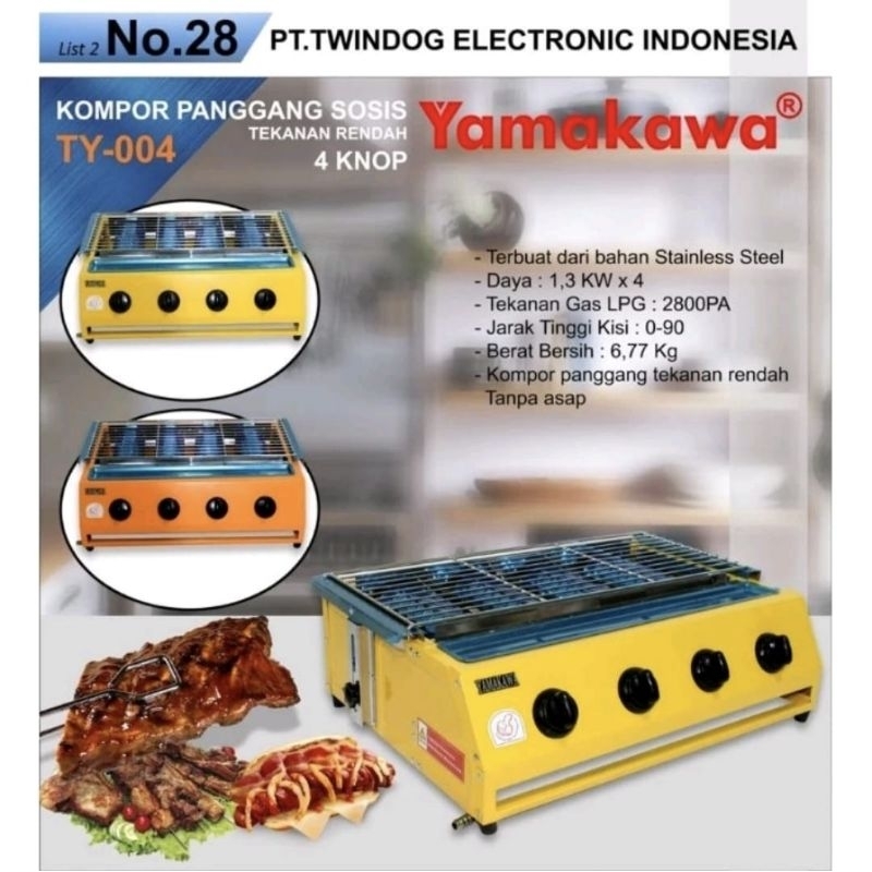 Kompor panggangan Sosis 2 3 4 Tungku Yamakawa/TD Twin Dog MURAH