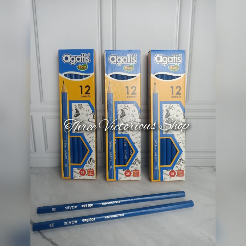 

Original Agatis eco pensil tulis pencils 2B biru (1 pack isi 12)