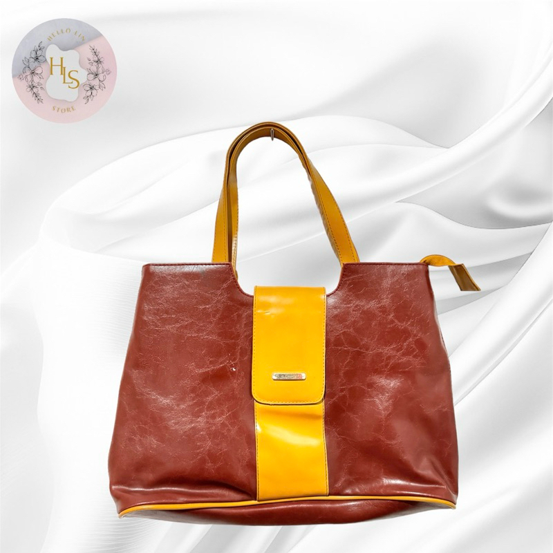 Tas kulit lembut wanita kerja Elizabeth - Brown Coklat