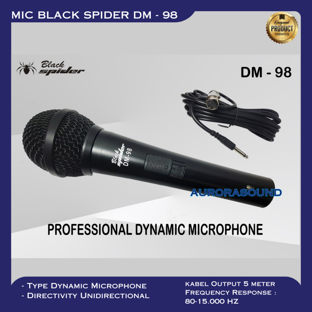 MIC BLACK SPIDER DM 98 PROFESSIONAL DYNAMIC MICROPHONE DM-98 HIGH QUALITY ORIGINAL