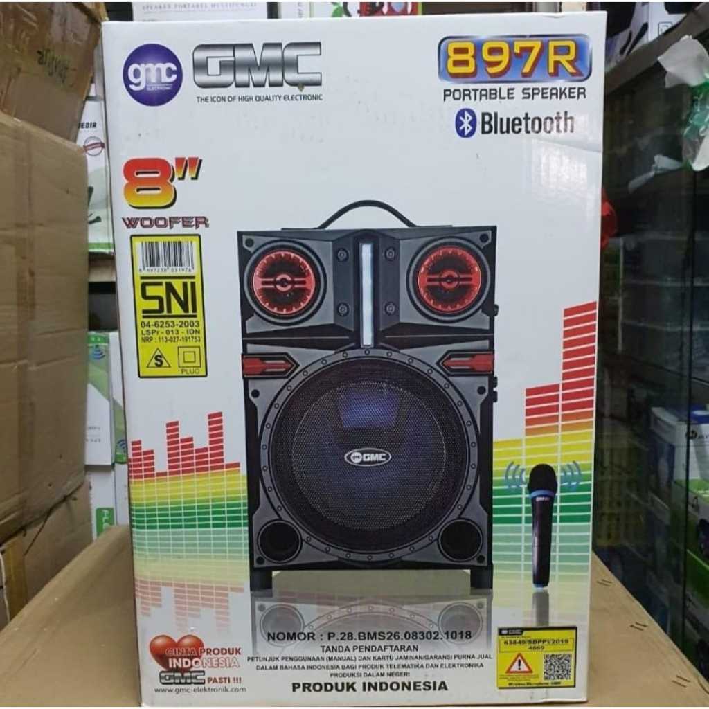 Speaker GMC 897 R / 897R Bluetooth Ukuran 8 Inch + Gratis Microphone