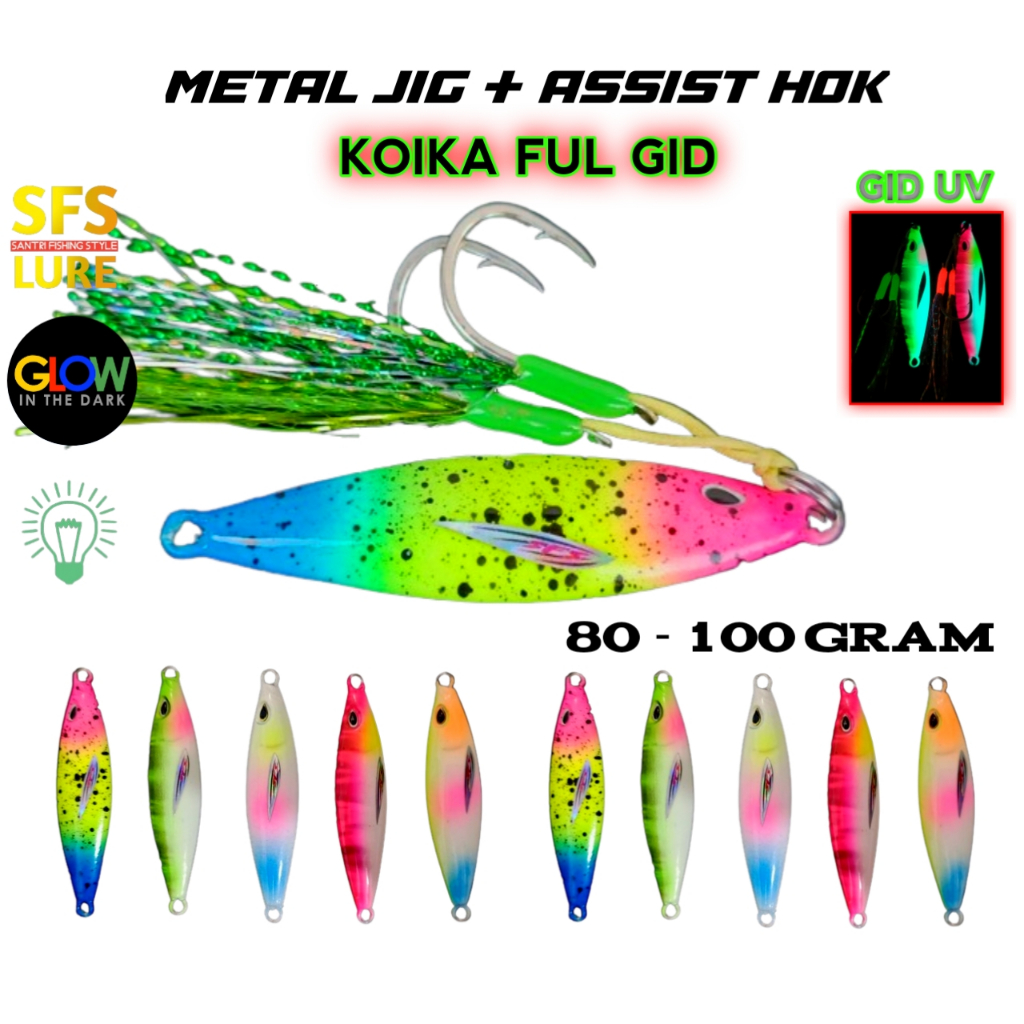Metal jig 1 set plus kail iseama 80gram 100gram metal jig ful gid metal jig plus assist hok jig umpa