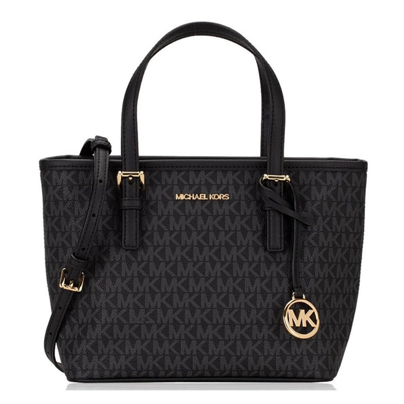MK Jet Set Travel Extra Small Zip Tote Signature Black