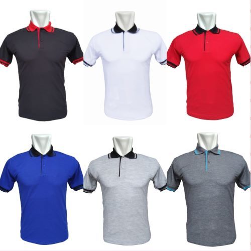 Kaos Kerah Pria polos kombinasi | Kaos Polo Shirt Cowok Bahan Lacoste Pique
