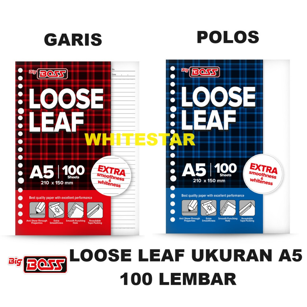 

loose leaf polos / garis big boss - ukuran / Uk. A5 100 lembar