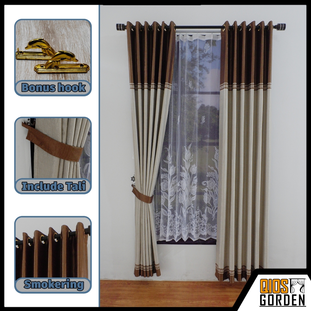 Hordeng Jendela Rumah Mewah Kain Blackout Import Model Smokering