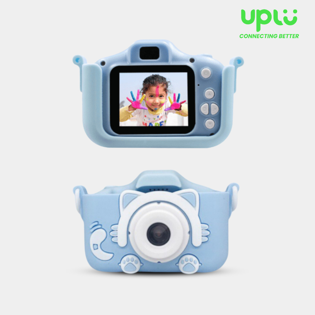 UPLU Kamera Anak Mini Digital Layar HD 3 Megapixel Kids Camera Child Toys for Birthday Gift Cat Blue