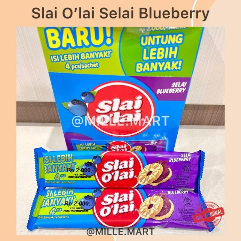 

[1 BOX ISI 10 PCS] SLAI OLAI ROMA BISKUIT RASA SELAI BUAH BLUEBERRY 32GR/ SLAI O LAI SELAI BLUEBERRY