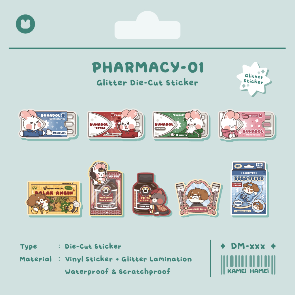 

Kamei Pharmacy #1 | Kamei Hamei Glitter Die-Cut Sticker