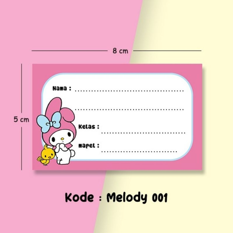 stiker nama buku stiker pelajaran sanrio stiker kuromi stiker cinamonrol