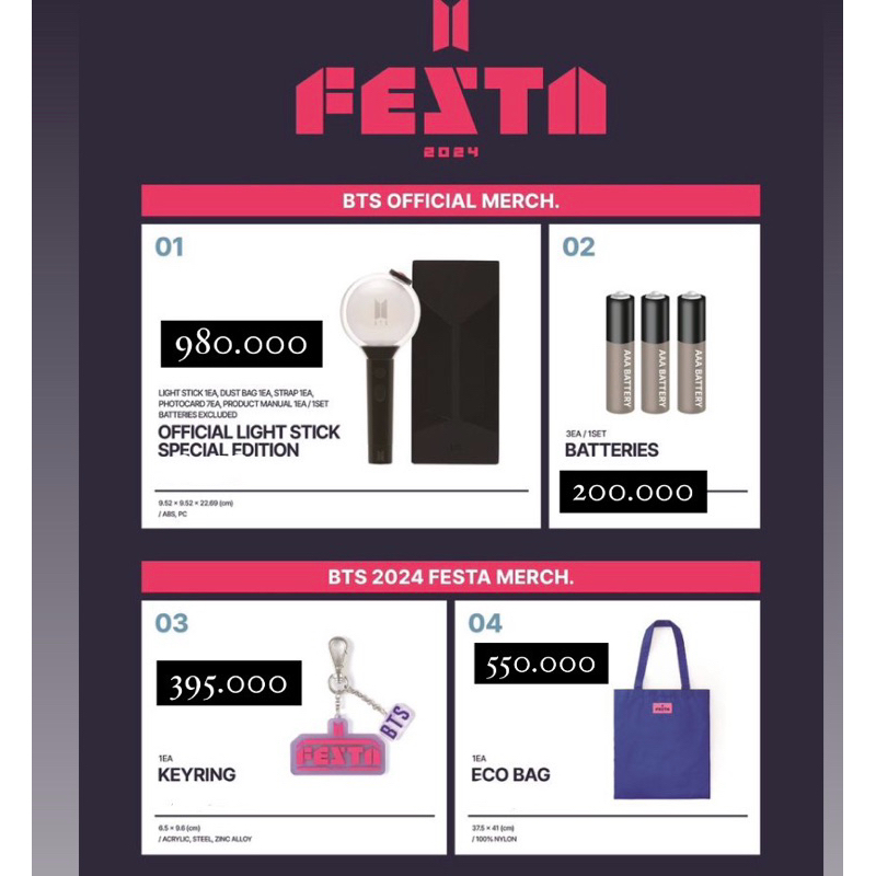 (PO KOREA) BTS FESTA 2024 OFFICIAL MERCHANDISE (JIN EDITION) ORIGINAL KOREA