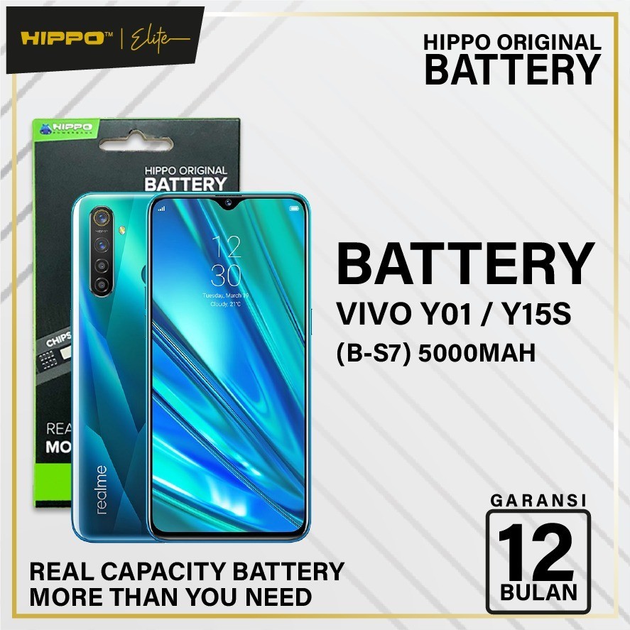 Hippo Baterai VIVO Y01 / Y15S B-S7 5000 mAh Garansi Resmi