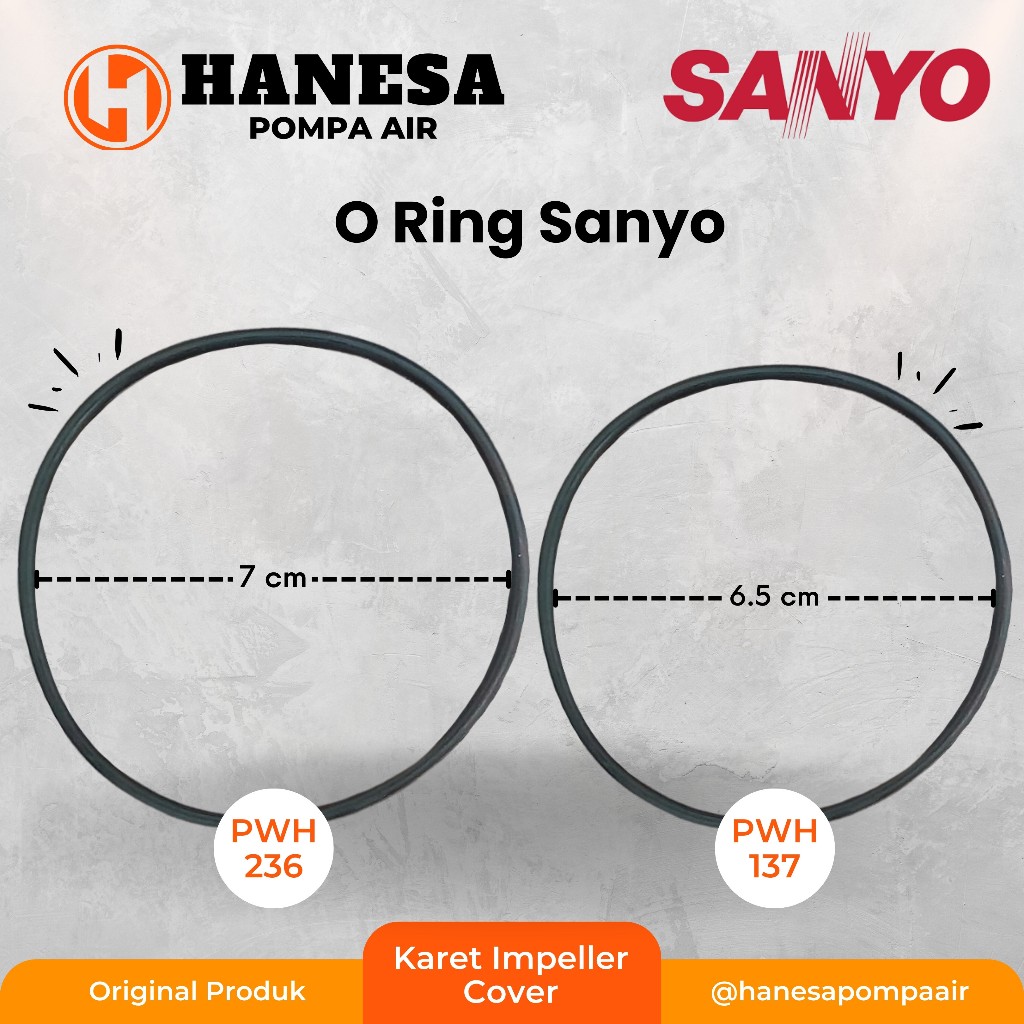KARET TUTUP IMPELLER SANYO / O Ring Karet Impeller Cover Sanyo Asli