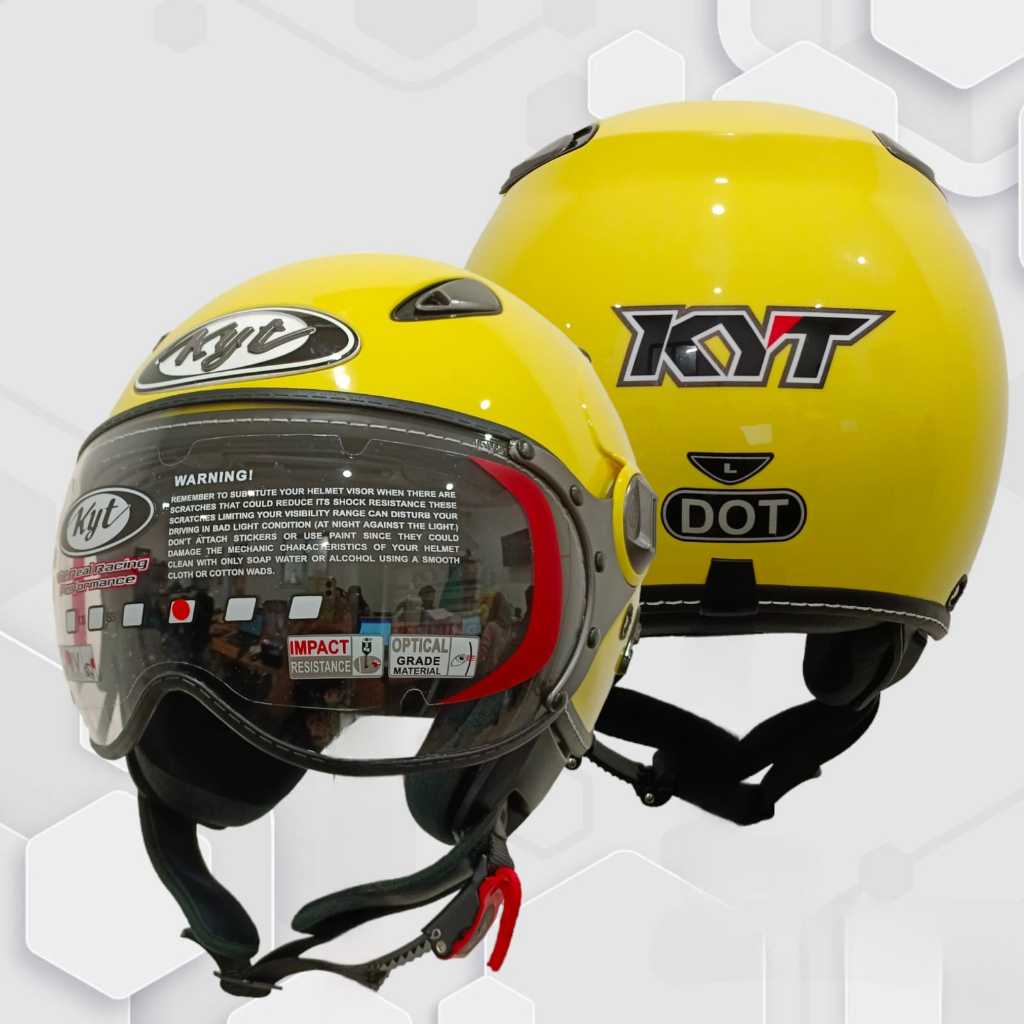HELM KYT ELSICO SOLID LEMON YELLOW HALF FACE KYT HELM HALF FACE KYT ELSICO LEMON YELLOW