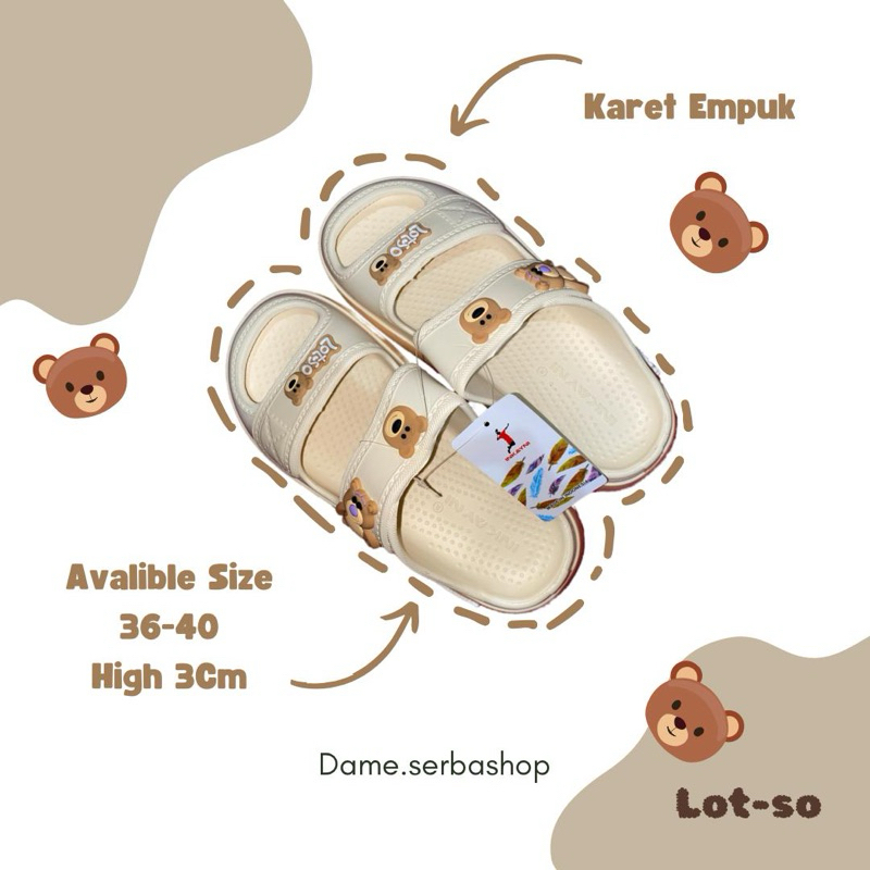 Sendal lotso lucu Slip-on, Sendal karet lucu wanita inkayni