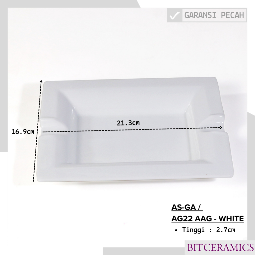 Asbak Modern Keramik (1PCS) Putih Polos By Indo Keramik / Asbak Kekinian / AG22-AAG