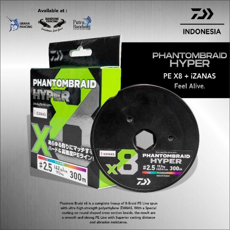Daiwa senar PE Daiwa Phantom Braid Hyper x8 line 200&300m