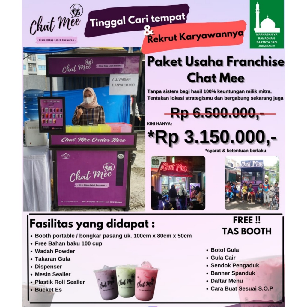 

Franchise/Paket Usaha Minuman Chat Mee Minuman Kekinian