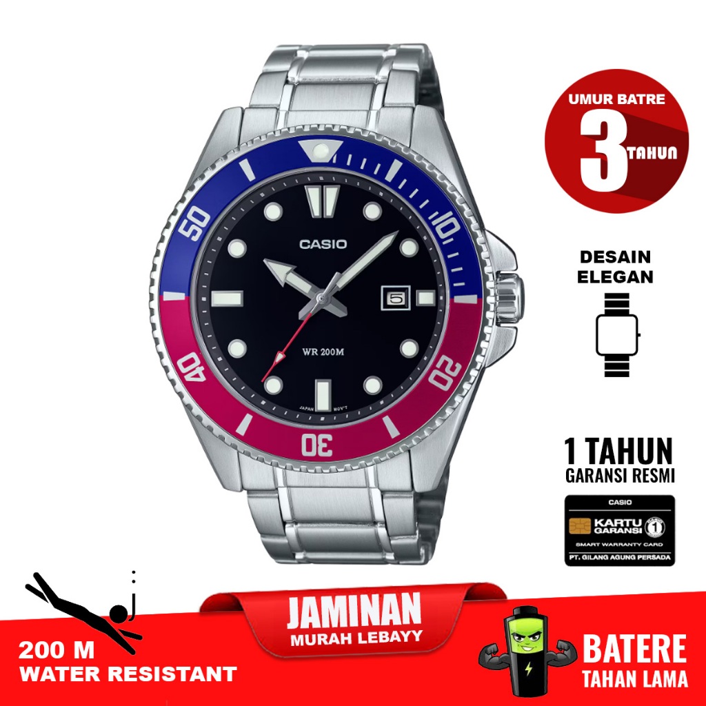 Casio MDV-107D-1A3V mdv 107 mdv107 diver original garansi resmi