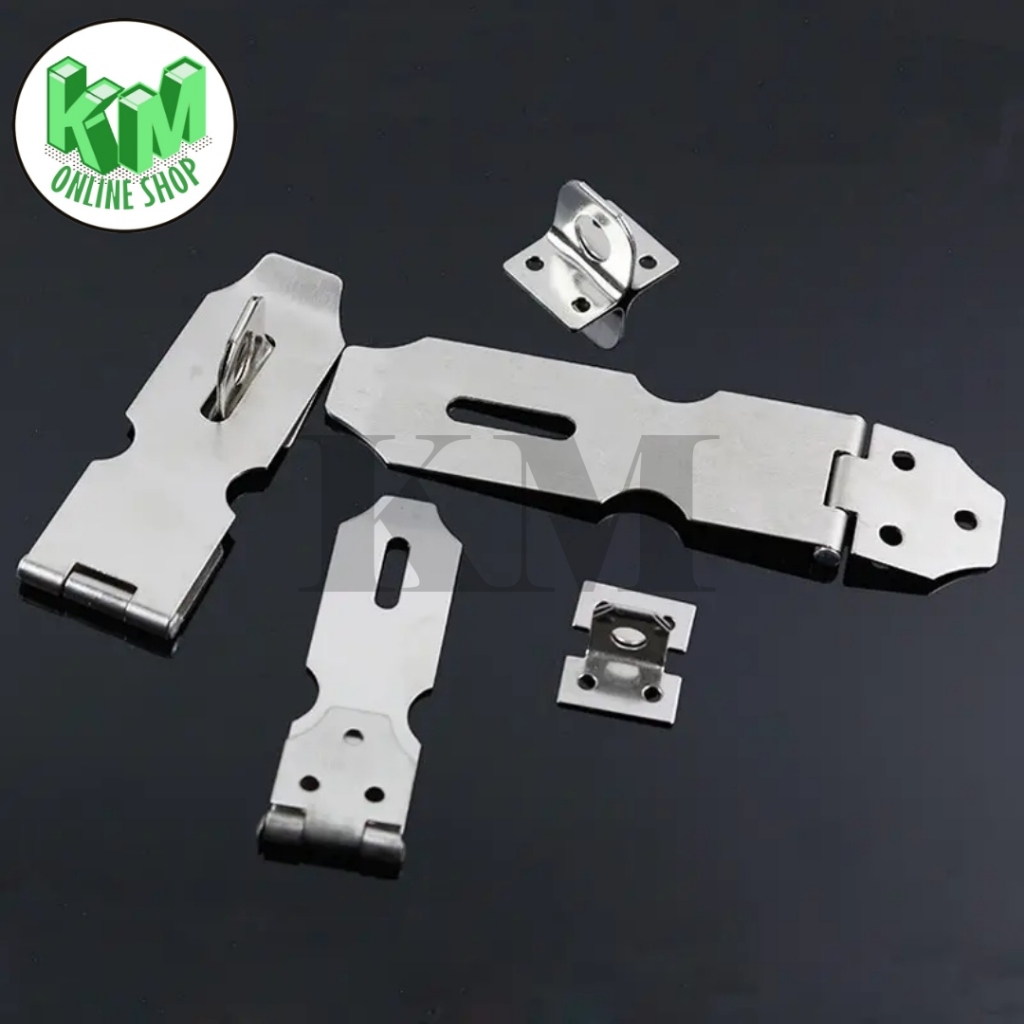 Overpal Plat 3 Inch Grendel Kunci Gembok Pintu Keamanan Stainless Steel — 10