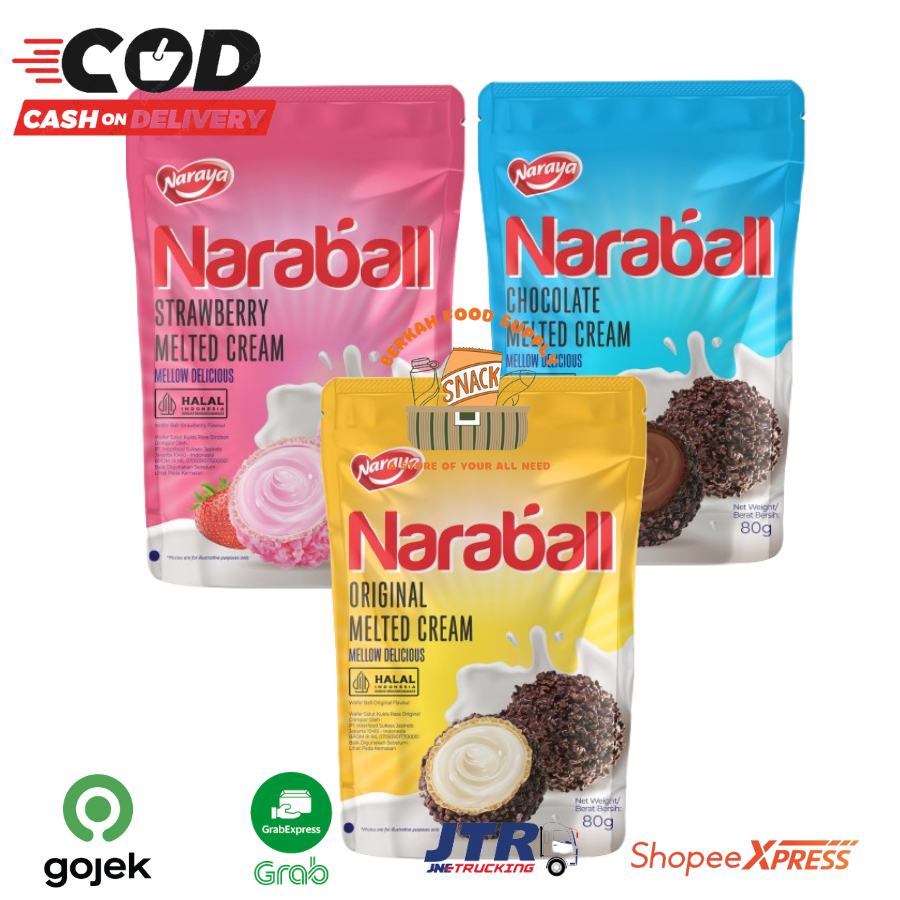 

[ BERKAH ] Naraya Naraball 80gr Wafer Salut Cookies Ball Melted Halal Chocolate Vanilla Strawberry