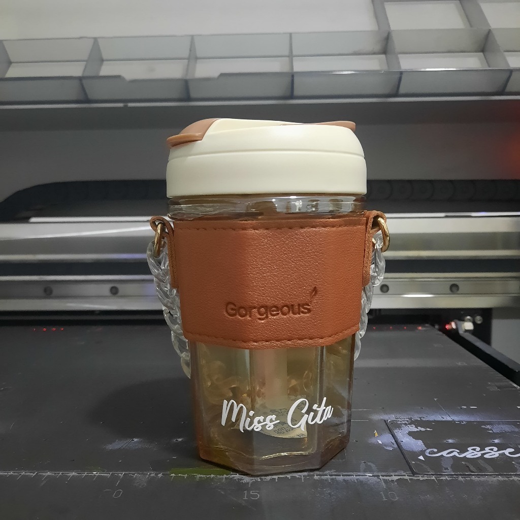 GELAS KOPI MUG CUSTOM UV DTF BOTOL CUSTOM NAMA BOTOL KACA CUSTOM BM351