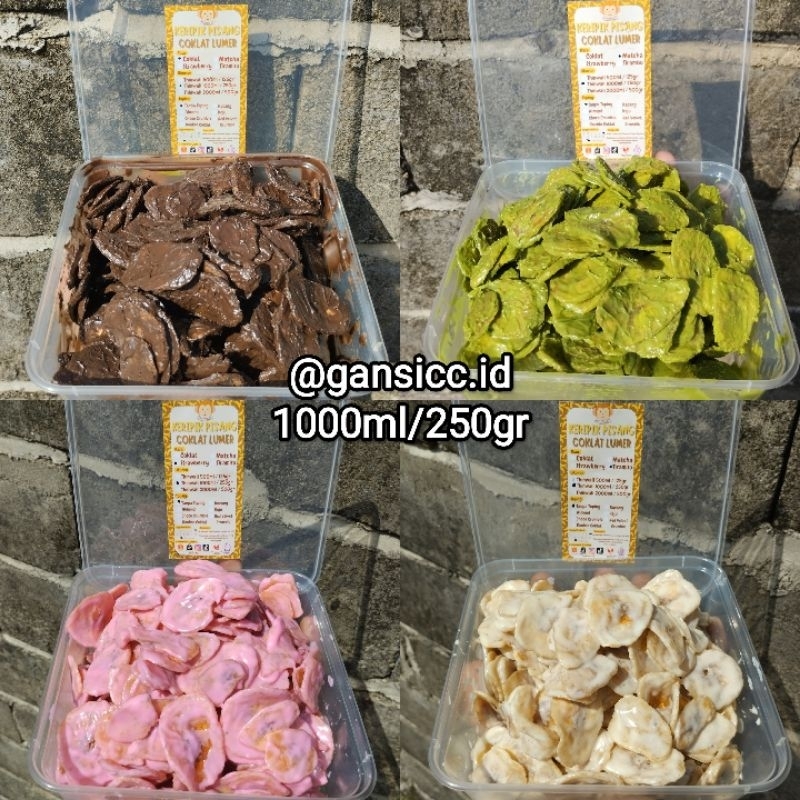 

Keripik Pisang Coklat Lumer Thinwall 1000ml - Rasa Coklat Matcha Strawberry Tiramisu