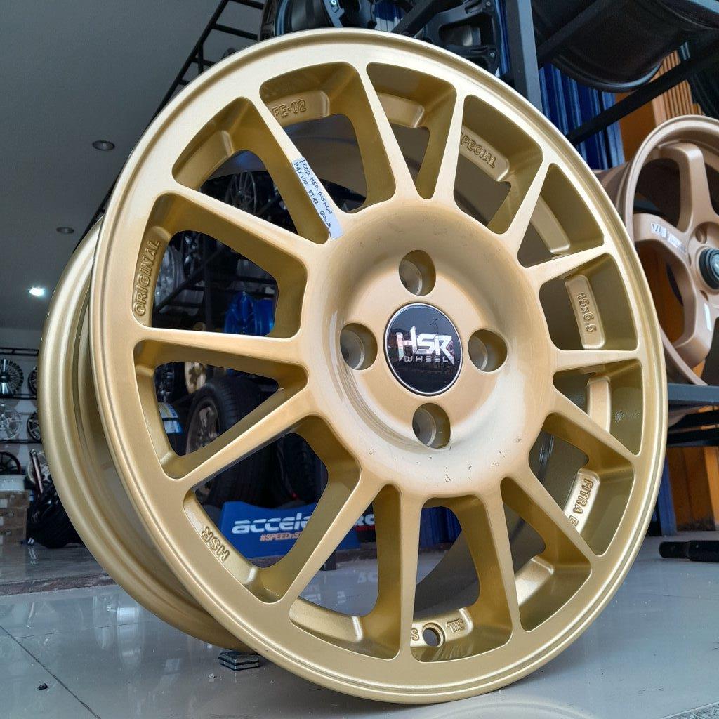 Velg mobil brio mirage r15 hsr fe02 ring 15 pcd 4x100 warna gold