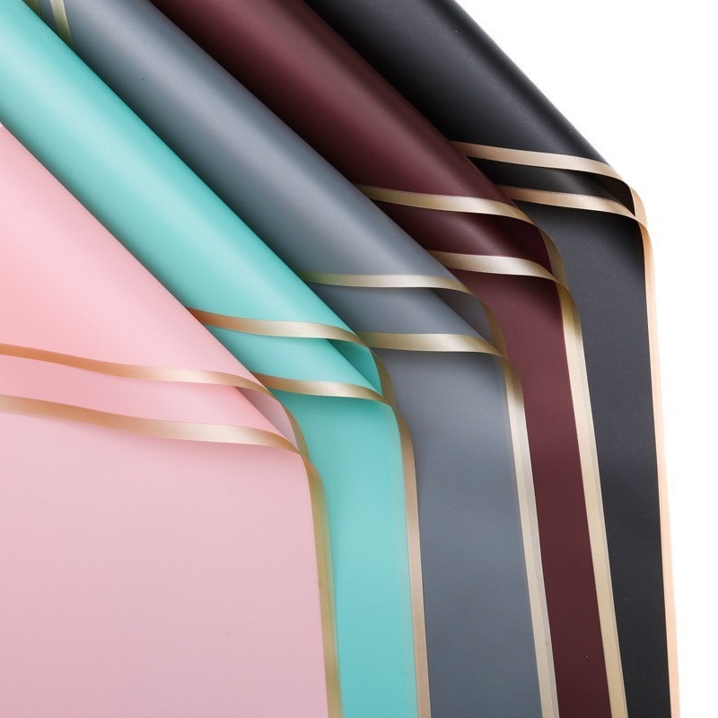 

(20 LEMBAR) Cellophane list gold / kertas wrapp frame gold