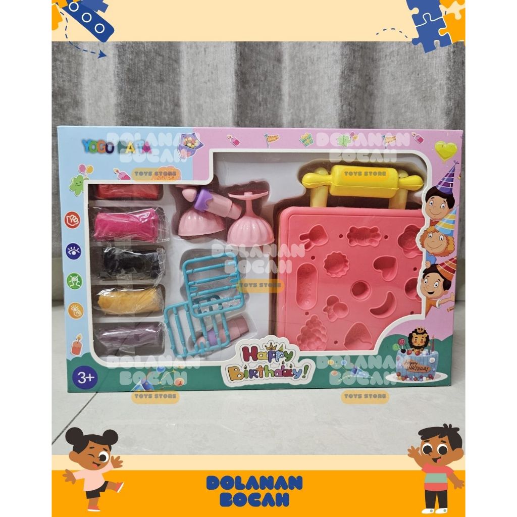 Mainan Play Doh Birthday Cake WIndoh Square Cake YM1Mainan Windoh Set Cetakan Kue Ulang Tahun Lengka