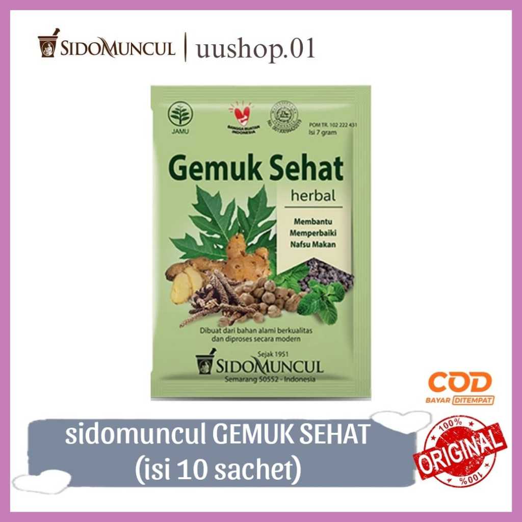 

Sidomuncul Jamu Gemuk Sehat (isi 10 bungkus)
