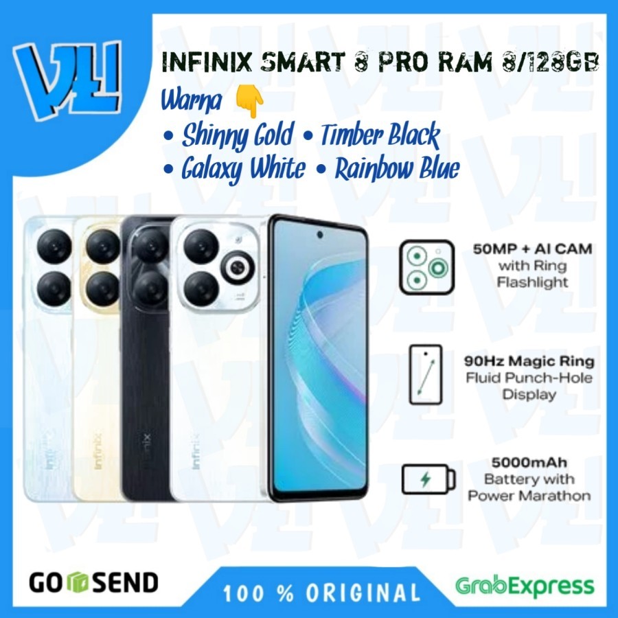 Infinix Smart 8 Pro Ram 8/128GB [Ram 8GB Rom 128GB] - Garansi Resmi