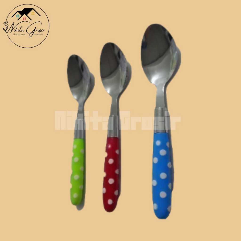 (12 pcs) Sendok Makan Polkadot / Sendok Makan Polkadot 12'pcs / Sendok Makan Stainless