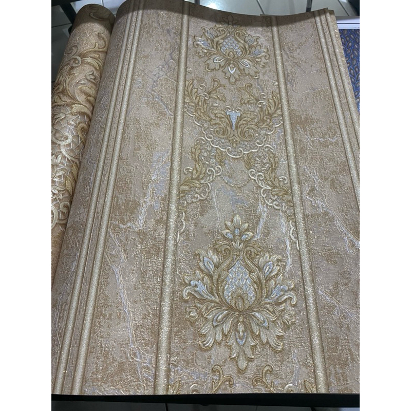 Wallpaper Dinding Vinyl Murah Motif Klasik Modern Gold Mewah