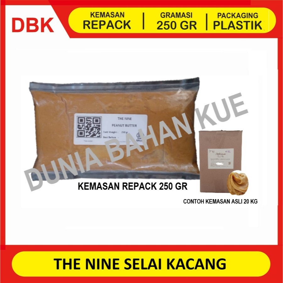 

SELAI KACANG PREMIUM THE NINE - REPACK 250 GR / PINDEKAS PEANUT BUTTER