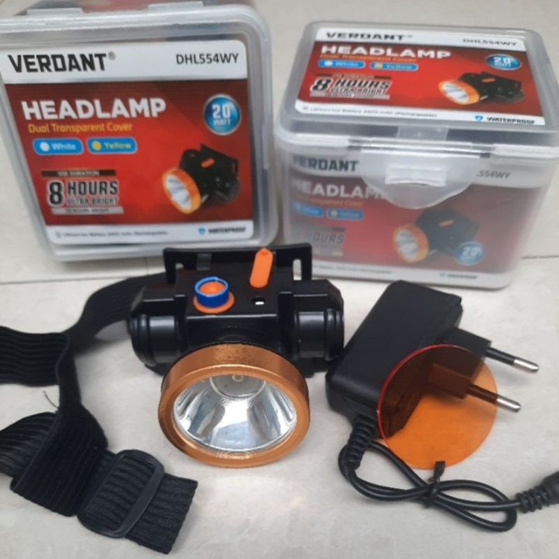 Senter kepala cas verdant 20 watt DHL554WY white dan yelow Waterproof