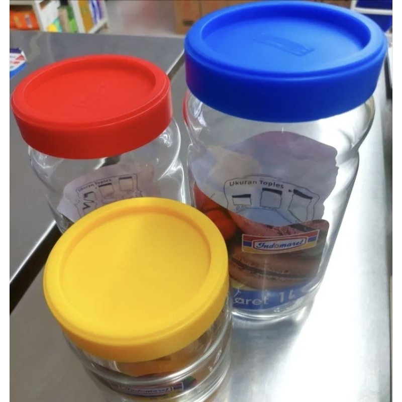 toples Luminarc x indomaret 1 liter tutp biru dengan karet kedap udara